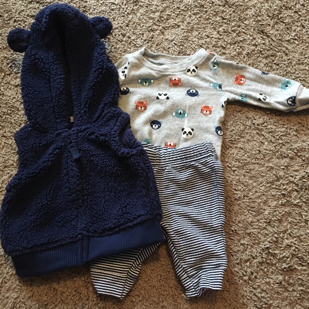 💫 Newborn animal 3 piece outfit with hooded vest